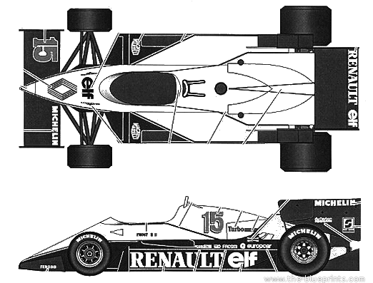 Renault RE40 GP of South Africa (1983) - Рено - чертежи, габариты, рисунки автомобиля