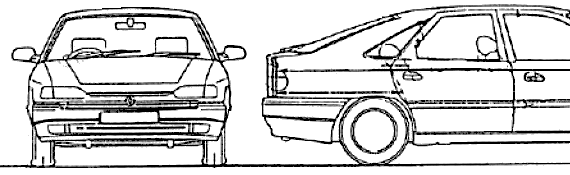 Renault Safrane (1994) - Рено - чертежи, габариты, рисунки автомобиля