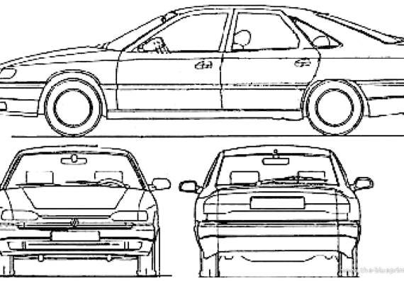 Renault Safrane (1996) - Рено - чертежи, габариты, рисунки автомобиля