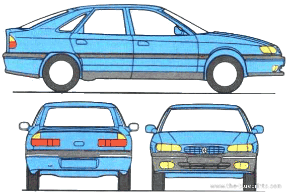 Renault Safrane (1998) - Рено - чертежи, габариты, рисунки автомобиля