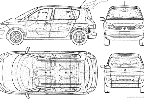 Renault Scenic - Рено - чертежи, габариты, рисунки автомобиля