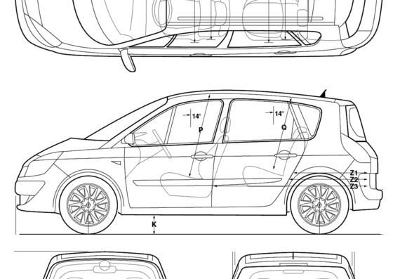 Renault Scenic (2005) - Renault - drawings, dimensions, pictures of the car