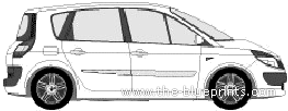 Renault Scenic II (2005) - Рено - чертежи, габариты, рисунки автомобиля