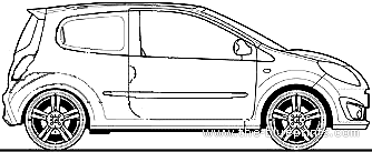 Renault Sport Twingo 133 (2008) - Рено - чертежи, габариты, рисунки автомобиля
