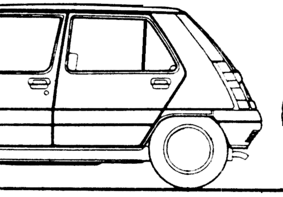 Renault Super 5 5-Door (1987) - Рено - чертежи, габариты, рисунки автомобиля