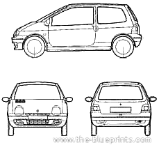 Renault Twingo (1998) - Рено - чертежи, габариты, рисунки автомобиля