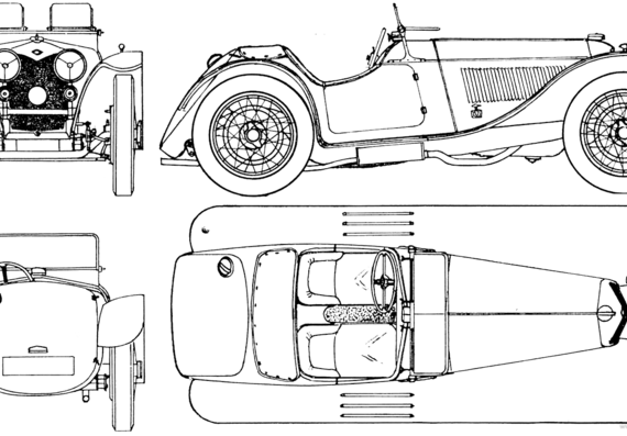 Riley IMP (1935) - Рилей - чертежи, габариты, рисунки автомобиля