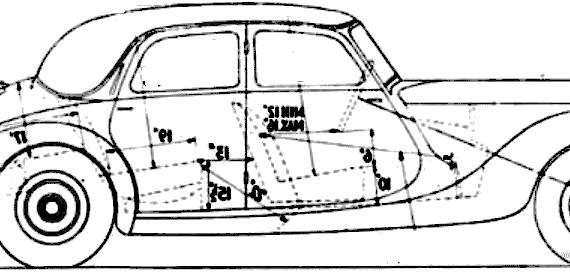 Riley RMB (1947) - Разные автомобили - чертежи, габариты, рисунки автомобиля