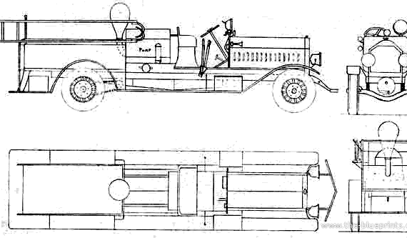 Robinson Fire Truck (1915) - Разные автомобили - чертежи, габариты, рисунки автомобиля