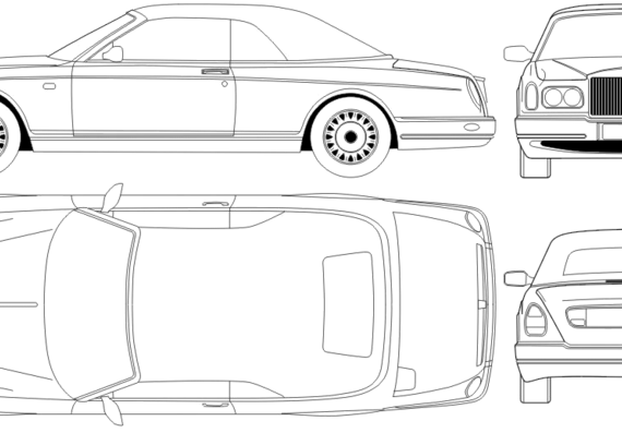 Rolls-Royce Corniche (2000) - Роллс Ройс - чертежи, габариты, рисунки автомобиля