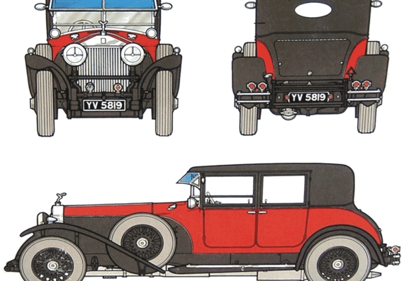 Rolls-Royce Phantom Mk.I (1928) - Роллс Ройс - чертежи, габариты, рисунки автомобиля
