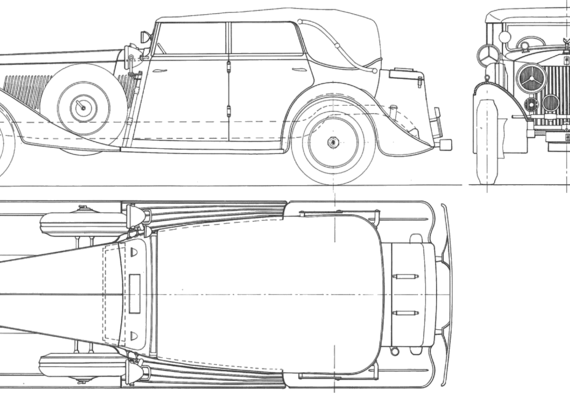 Rolls-Royce Torpedo Cabriolet Phantom II (1934) - Роллс Ройс - чертежи, габариты, рисунки автомобиля