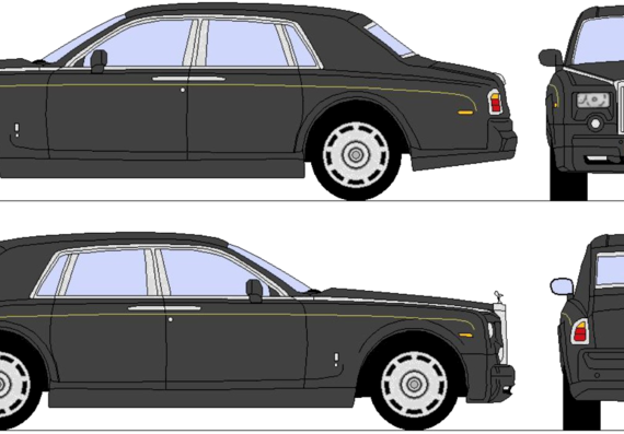 Rolls Royce Phantom (2008) - Роллс Ройс - чертежи, габариты, рисунки автомобиля