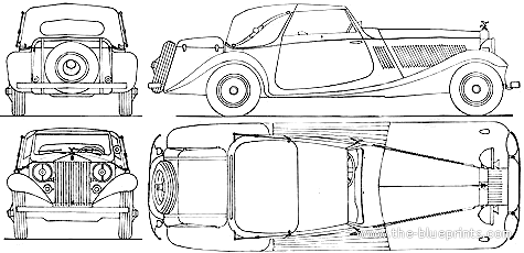 Rolls Royce Phantom III Drop Head Coupe - Роллс Ройс - чертежи, габариты, рисунки автомобиля