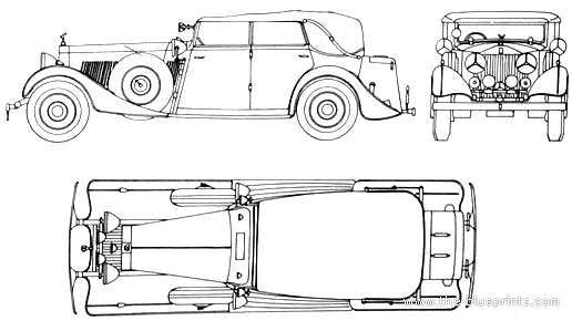 Rolls Royce Phantom II (1934) - Роллс Ройс - чертежи, габариты, рисунки автомобиля