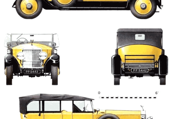 Rolls Royce Phantom I Park Ward Tourer (1927) - Роллс Ройс - чертежи, габариты, рисунки автомобиля