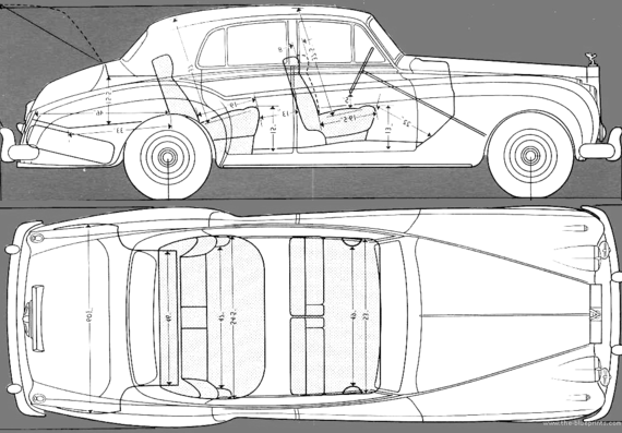 Rolls Royce Silver Cloud II (1961) - Роллс Ройс - чертежи, габариты, рисунки автомобиля