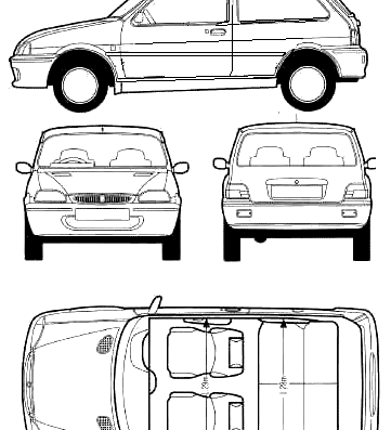 Rover 100 3-Door - Ровер - чертежи, габариты, рисунки автомобиля
