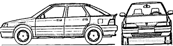 Rover 216 GSI 16V (1993) - Ровер - чертежи, габариты, рисунки автомобиля