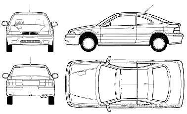 Rover 220 Coupe (1994) - Ровер - чертежи, габариты, рисунки автомобиля