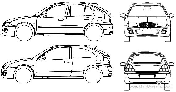 Rover 25 (2005) - Ровер - чертежи, габариты, рисунки автомобиля