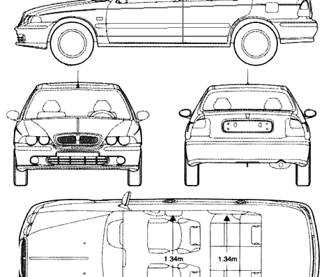 Rover 400 5-Door - Ровер - чертежи, габариты, рисунки автомобиля