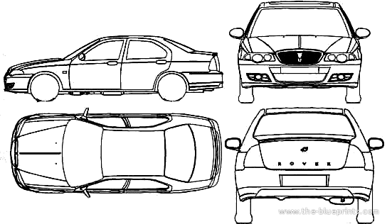 Rover 45 4-Door (2005) - Ровер - чертежи, габариты, рисунки автомобиля