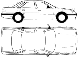 Rover 800 Mk1 (1988) - Ровер - чертежи, габариты, рисунки автомобиля