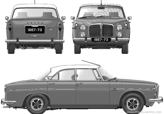 Rover P5B Coupe 3.5L Mk.III (1967) - Ровер - чертежи, габариты, рисунки автомобиля