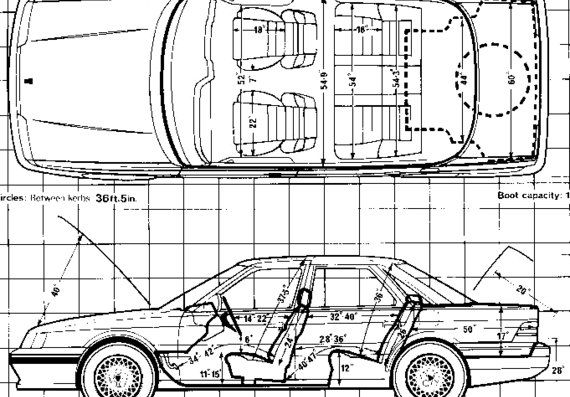 Rover Sterling (1989) - Ровер - чертежи, габариты, рисунки автомобиля