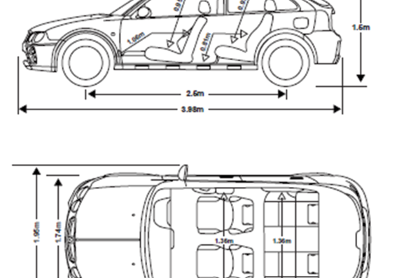 Rover Streetwise 3 Door - Ровер - чертежи, габариты, рисунки автомобиля