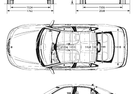 Saab 9-3 (2007) - Сааб - чертежи, габариты, рисунки автомобиля