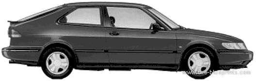 Saab 9-3 3-Door - Сааб - чертежи, габариты, рисунки автомобиля