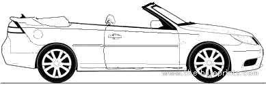 Saab 9-3 Cabriolet (2010) - Сааб - чертежи, габариты, рисунки автомобиля