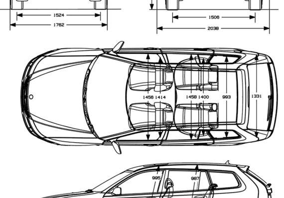 Saab 9-3 SC (2006) - Сааб - чертежи, габариты, рисунки автомобиля