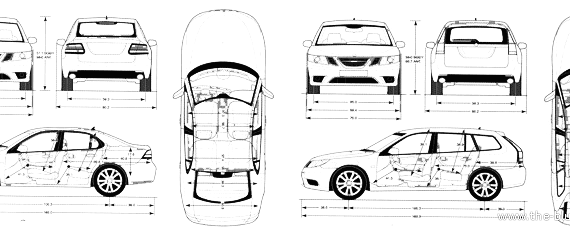 Saab 9-3 USA (2008) - Saab - drawings, dimensions, pictures of the car