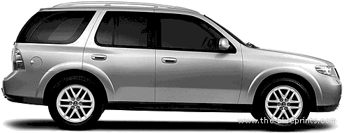 Saab 9-7X (2005) - Сааб - чертежи, габариты, рисунки автомобиля