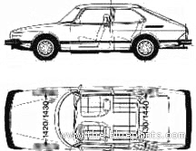 Saab 900 3-Door (1984) - Сааб - чертежи, габариты, рисунки автомобиля