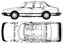 Saab 900 5-Door (1984) - Сааб - чертежи, габариты, рисунки автомобиля