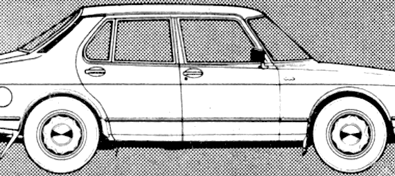 Saab 900 GLS 4-Door (1981) - Сааб - чертежи, габариты, рисунки автомобиля