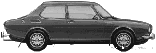 Saab 99 (1968) - Сааб - чертежи, габариты, рисунки автомобиля