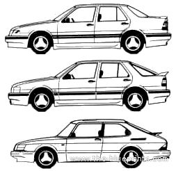 Saab Carlsson (1990) - Сааб - чертежи, габариты, рисунки автомобиля
