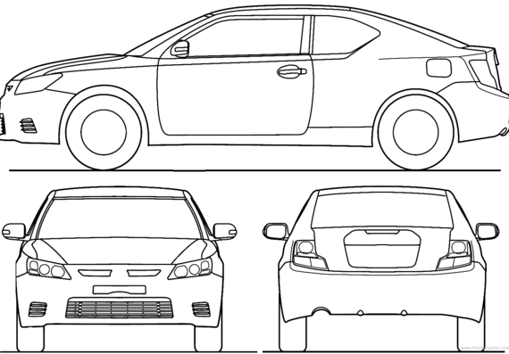 Scion tC (2013) - Сайен - чертежи, габариты, рисунки автомобиля
