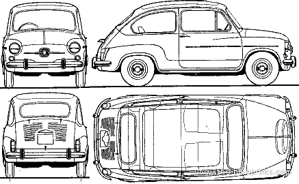 Seat 600 L Especial (1973) - Сеат - чертежи, габариты, рисунки автомобиля