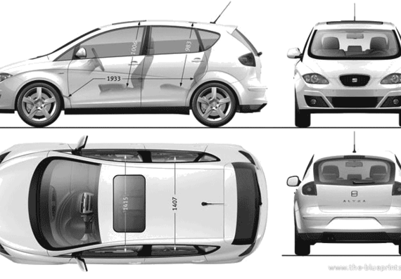 Seat Altea (2010) - Сеат - чертежи, габариты, рисунки автомобиля