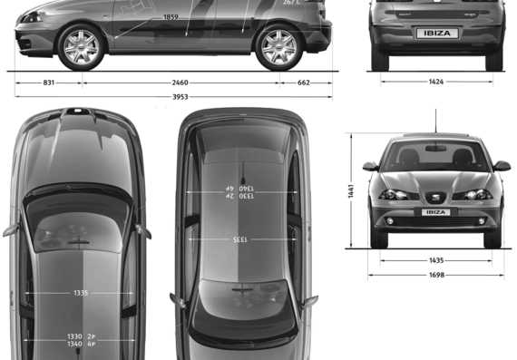 Seat Ibiza - 3doors (2002) - Seat - drawings, dimensions, pictures of the car