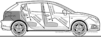 Seat Ibiza 1.4SE (2008) - Сеат - чертежи, габариты, рисунки автомобиля