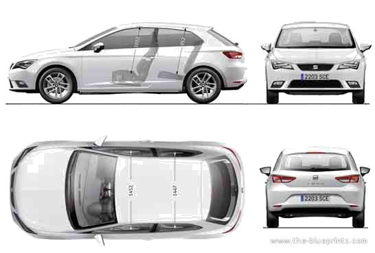 Seat Leon SC (2013) - Сеат - чертежи, габариты, рисунки автомобиля