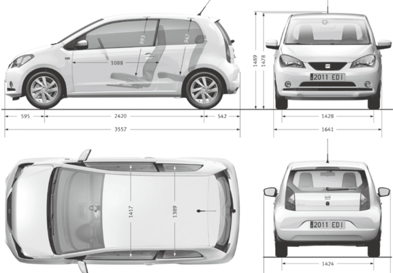 Seat Mii (2013) - Seat - drawings, dimensions, pictures of the car