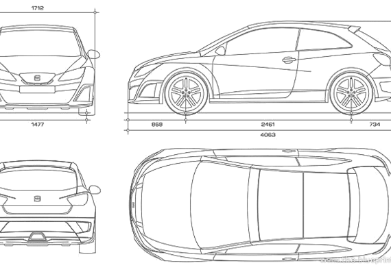 Seat SportCoupe Bocanegra (2008) - Сеат - чертежи, габариты, рисунки автомобиля